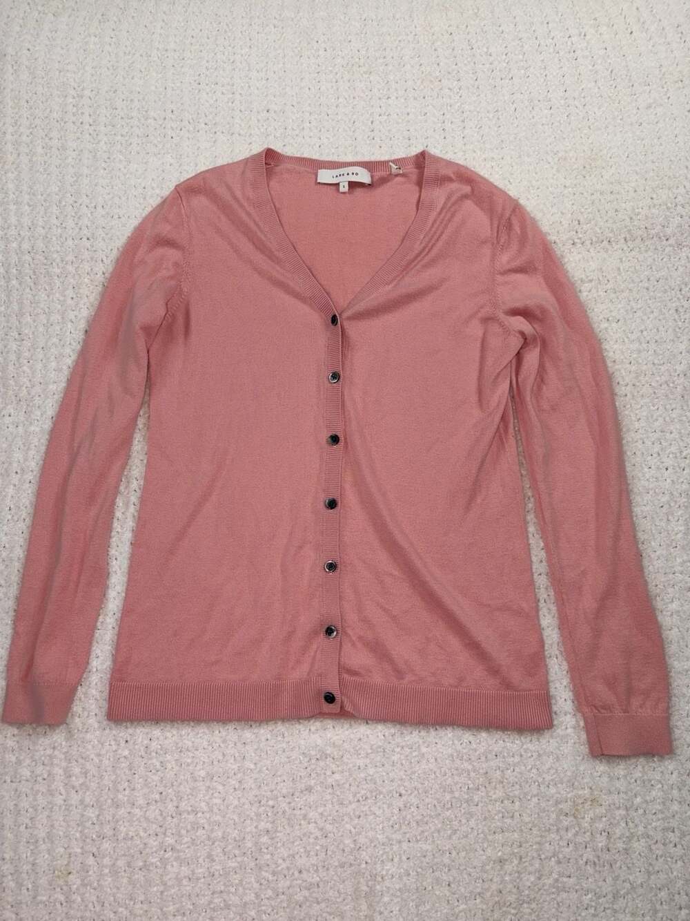 Lark & Ro Cardigan Size S Pink V-Neck Button-Down Long Sleeve Knit